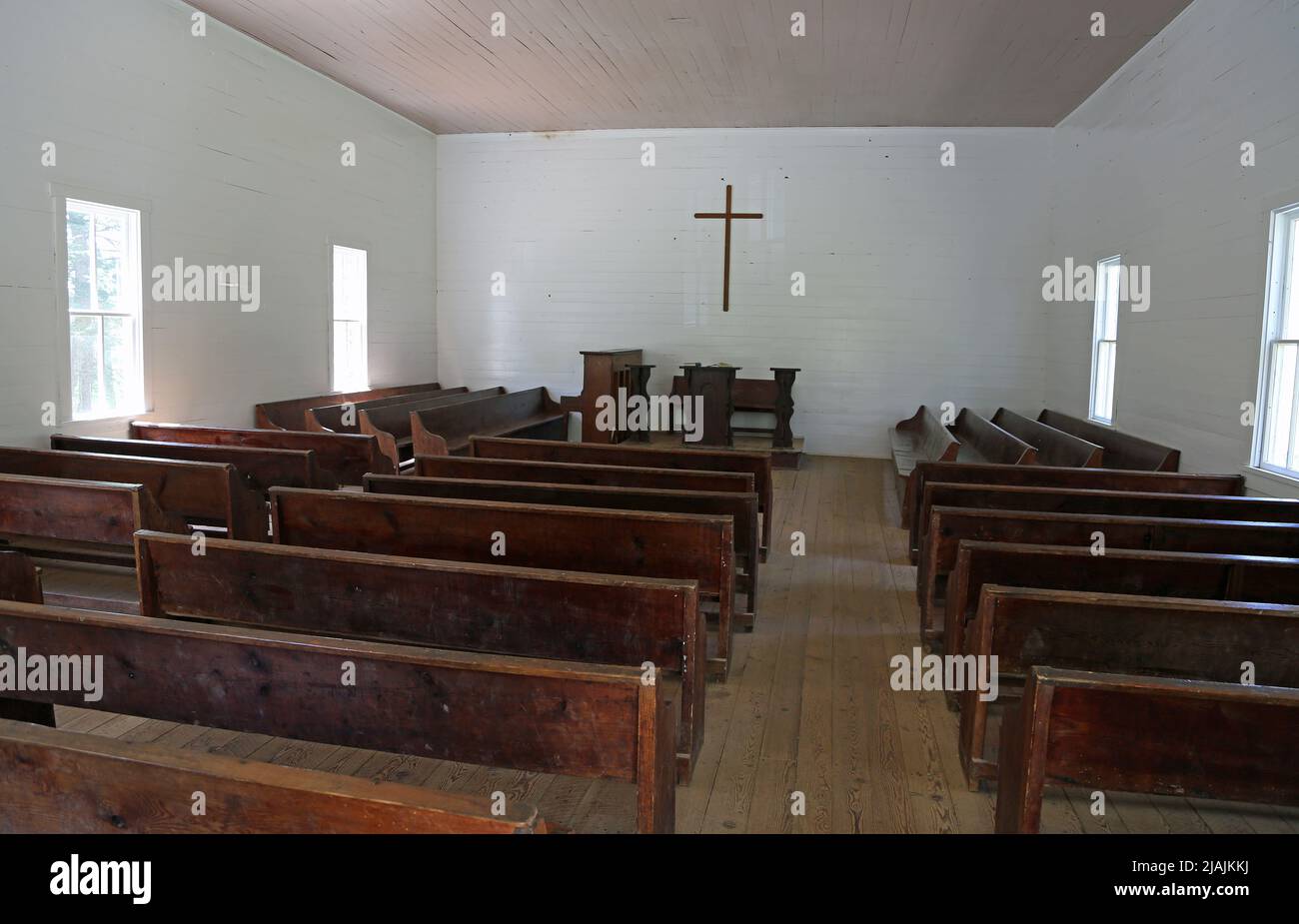 Inside Methodist Church - Great Smoky Mountains National Park, Tennessee Stock Photo