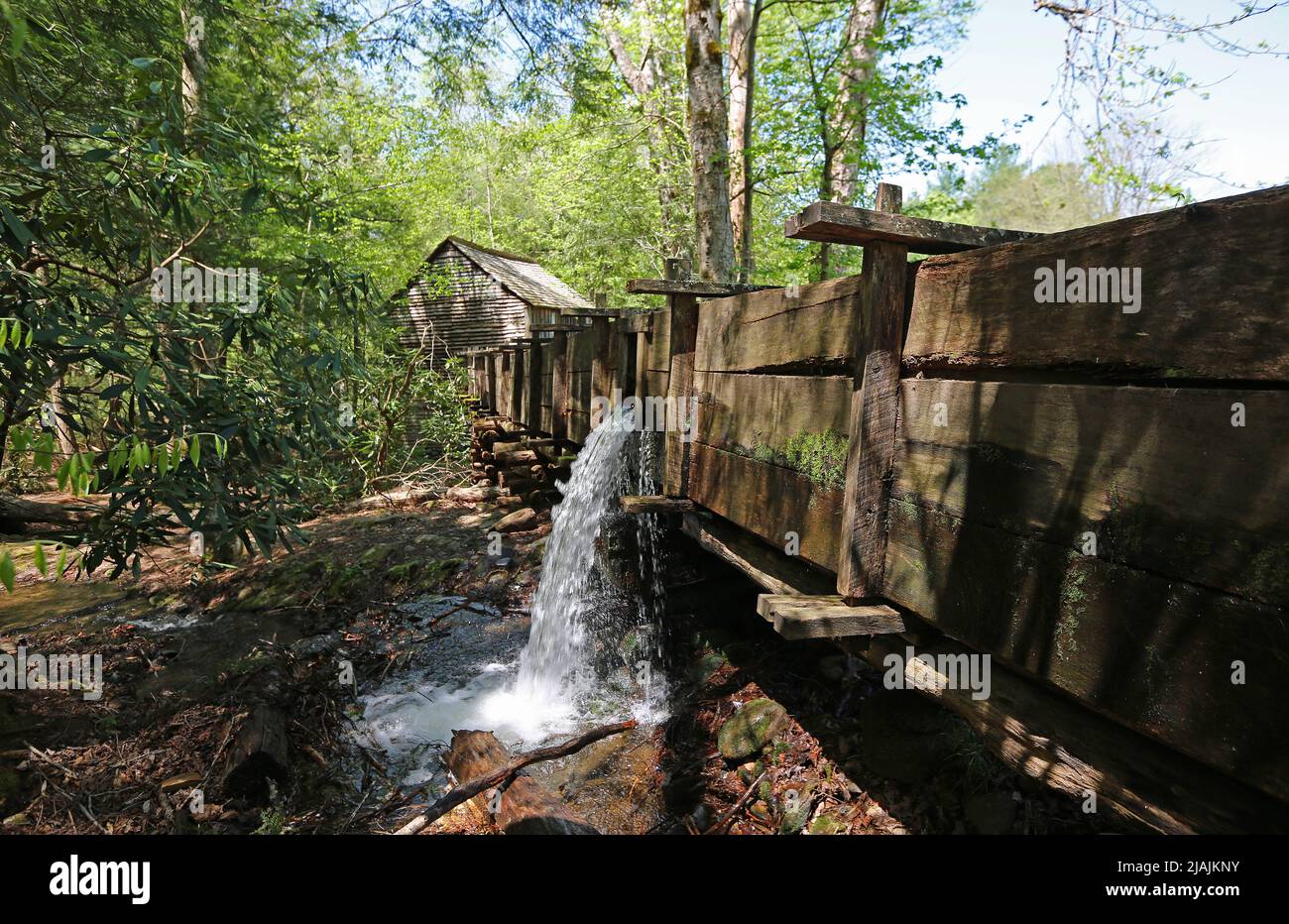 View at connecting channel and the mill - Great Smoky Mountains National Park, Tennessee Stock Photo