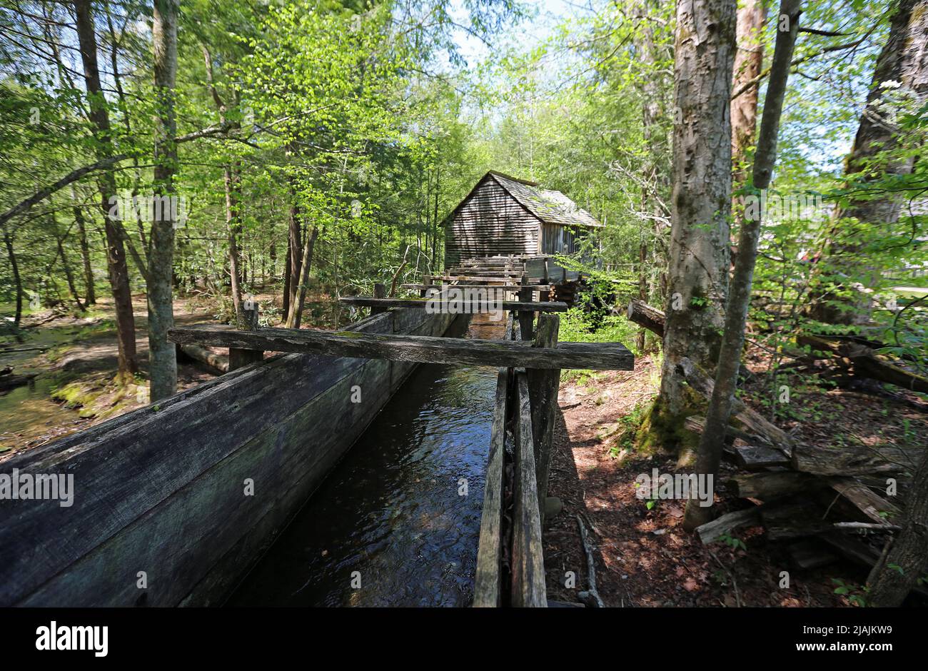 Connecting channel and the mill - Great Smoky Mountains National Park, Tennessee Stock Photo