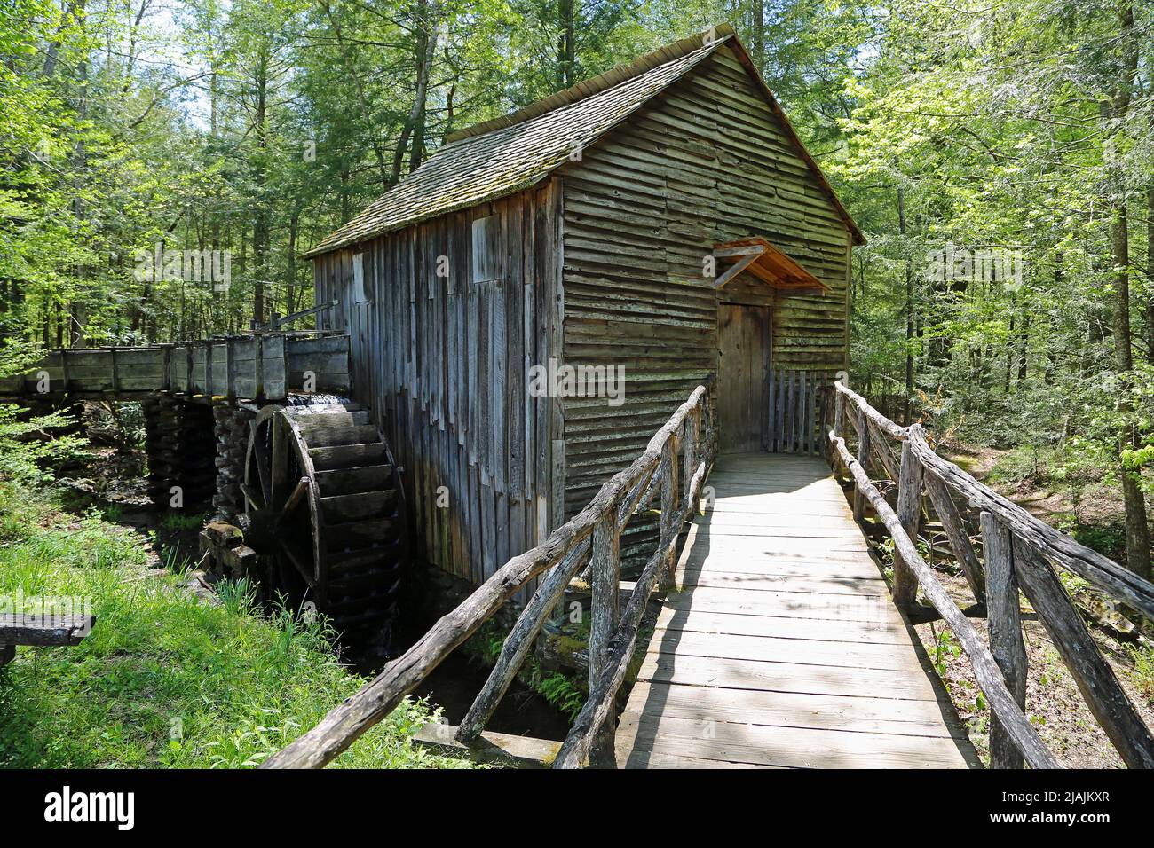 The bridge to the mill - Great Smoky Mountains National Park, Tennessee Stock Photo