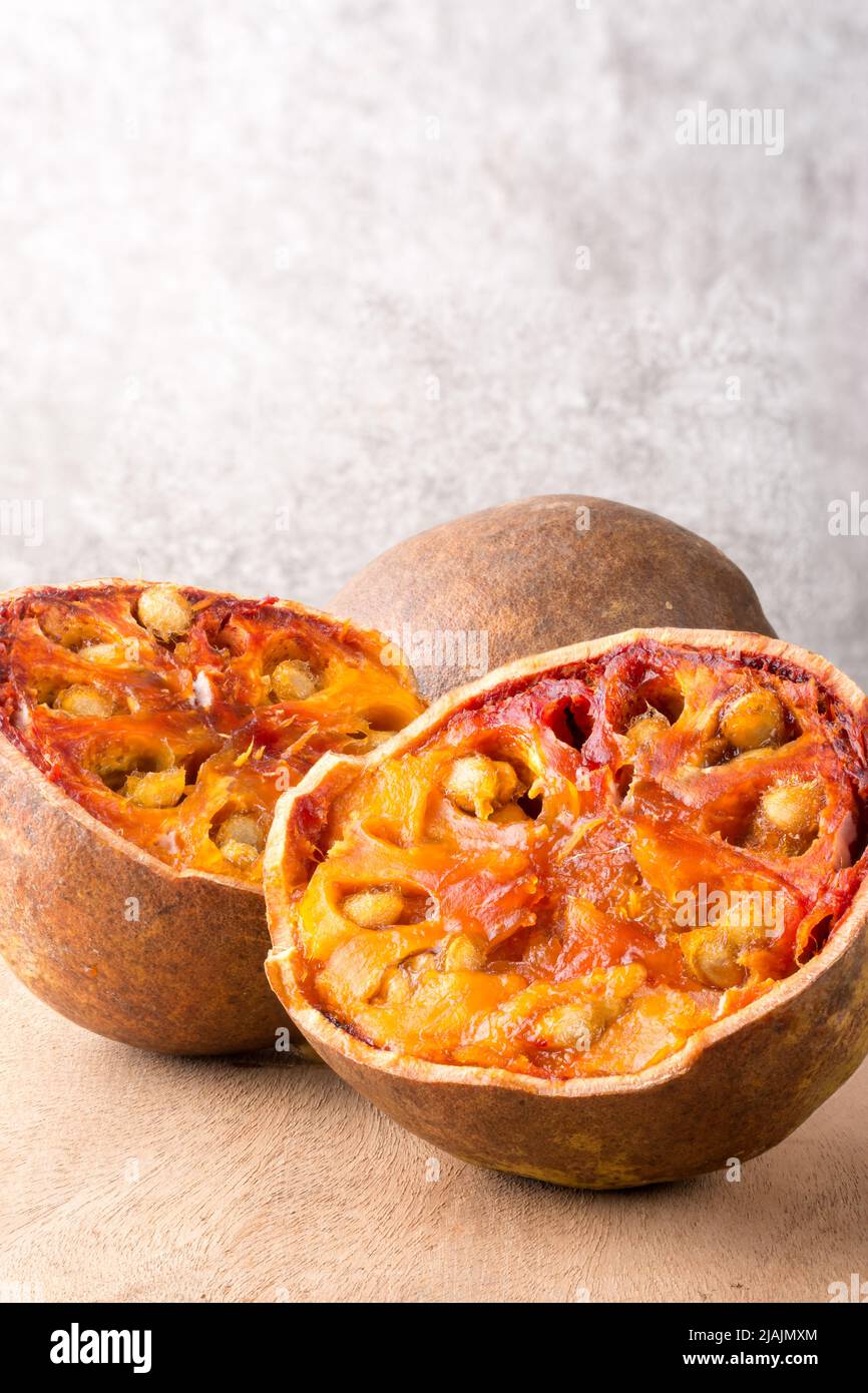 Closeup View Of Ripe Bael Fruits Also Known As Bengal Quince Golden Apple Or Stone Apple Sweet Aromatic Medicinal Benefits Fruit Stock Photo Alamy