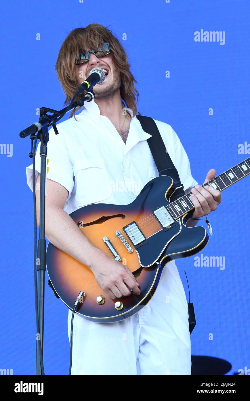 Actor and musician Joe Keery, stage name DJO, is shown performing on