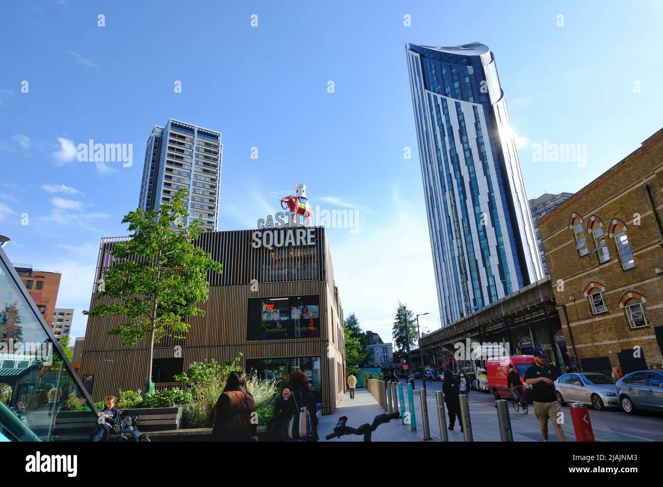 London, UK. A view of Castle Square, a temporary retail space created after the closure of the Elephant and Castle Shopping Centre. Stock Photo