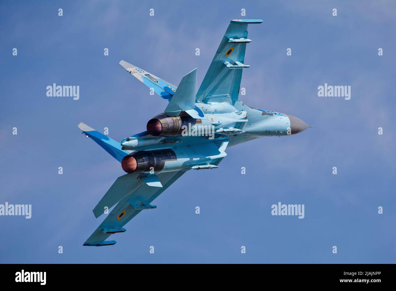 Ukrainian Air Force Su-27 Flanker jet, Hradec Kralove, Czech Republic. Stock Photo