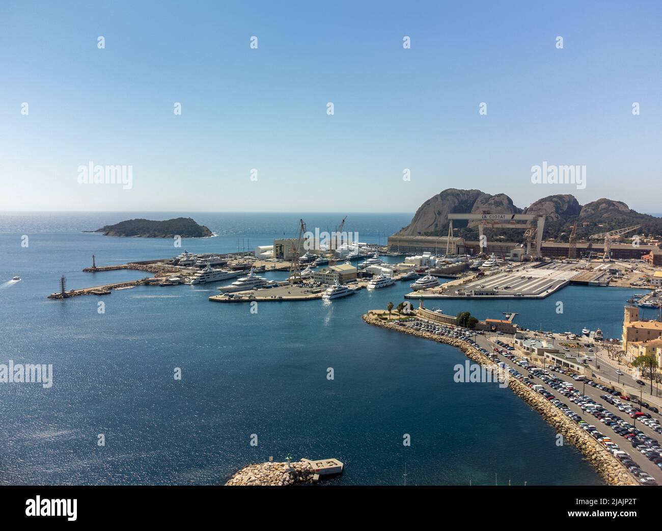 Panoramic aerial view on old historical coastal Provencal city La