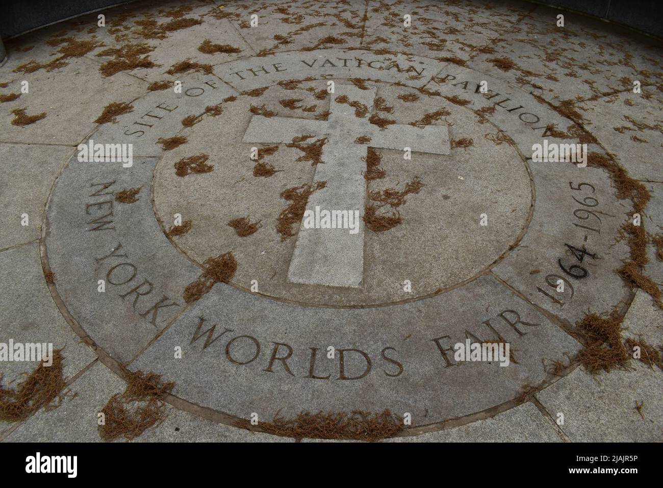 Corona, Queens, New York, USA - May 14, 2022 - A Vatican Exedra Monument- the site of former the Vatican Pavilion in the Flushing Meadows Corona Park. Stock Photo
