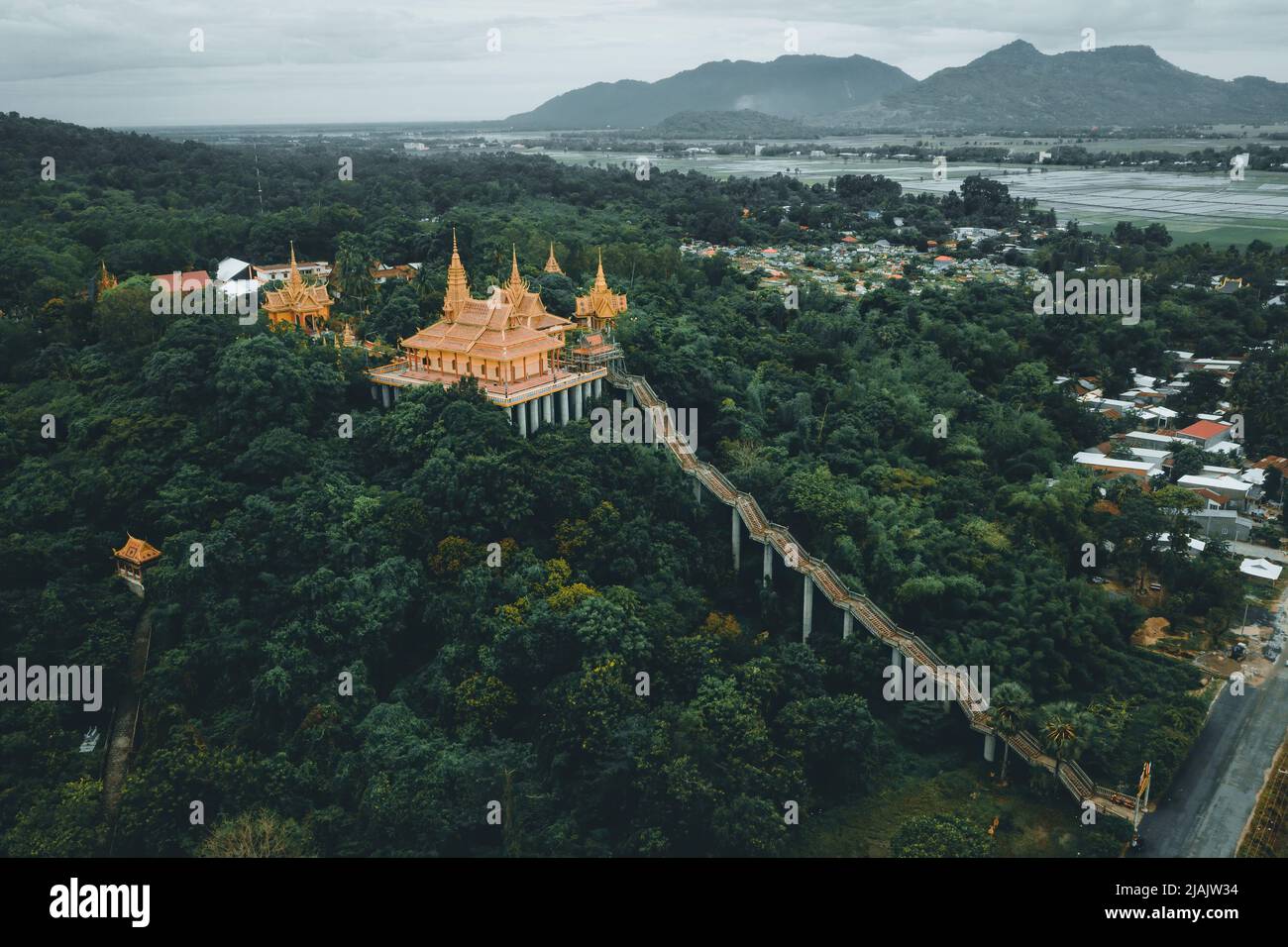 view of Ta Pa pagoda in Ta Pa hill, Tri Ton town, one of the most famous  Khmer pagodas in An Giang province, Mekong Delta, Vietnam. Travel and  landsca Stock Photo -