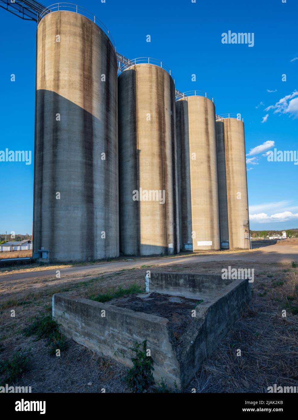 Disused Grain Silo's at Inverell, New South Wales, Australia, on the old Moree to Inverell railway line, built 1934, since closed Stock Photo