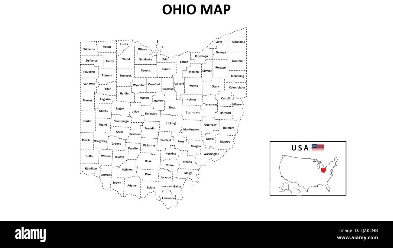 Ohio Map. District map of Ohio in District map of Ohio in color with