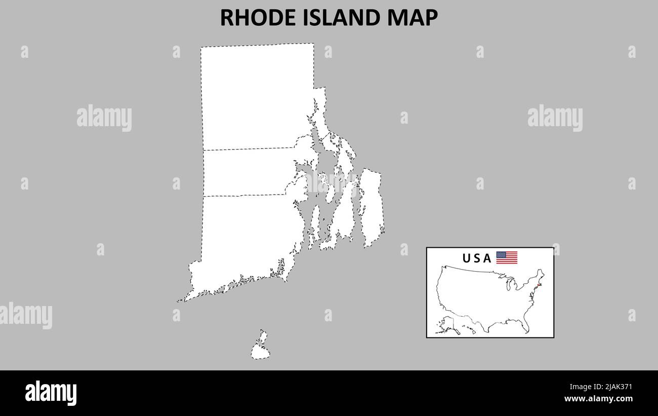 Rhode Island Map. District map of Rhode Island in District map of Rhode Island in color with