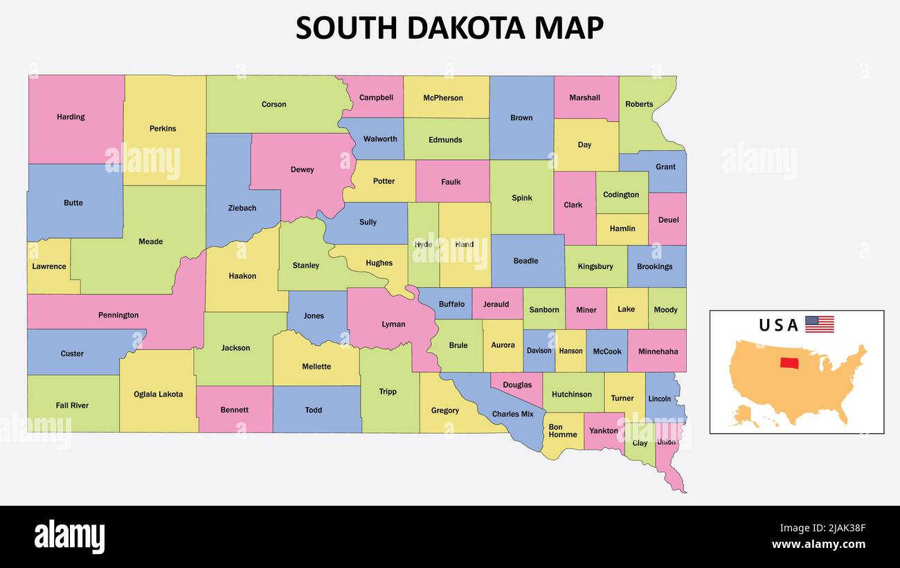 South Dakota Map. District map of South Dakota in District map of South
