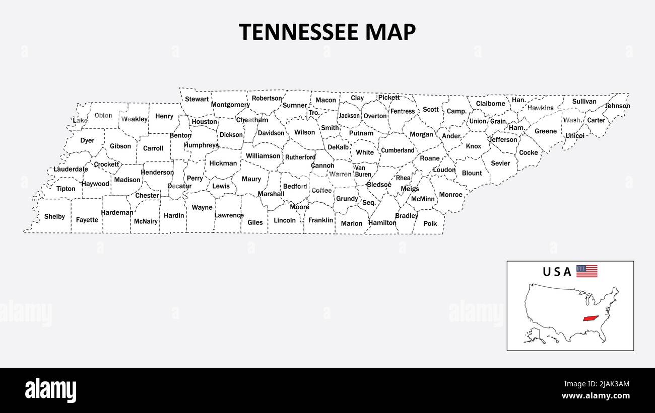 Tennessee Map. State and district map of Tennessee. Administrative map