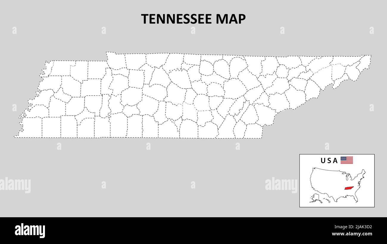 Tennessee Map. State and district map of Tennessee. Political map of