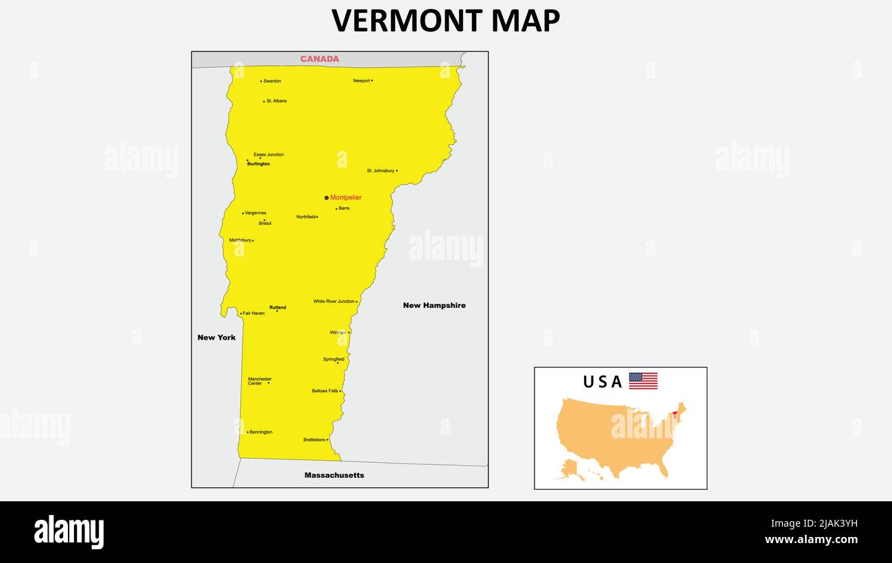 Vt Political Map Usa picture Stock Vector Images - Alamy