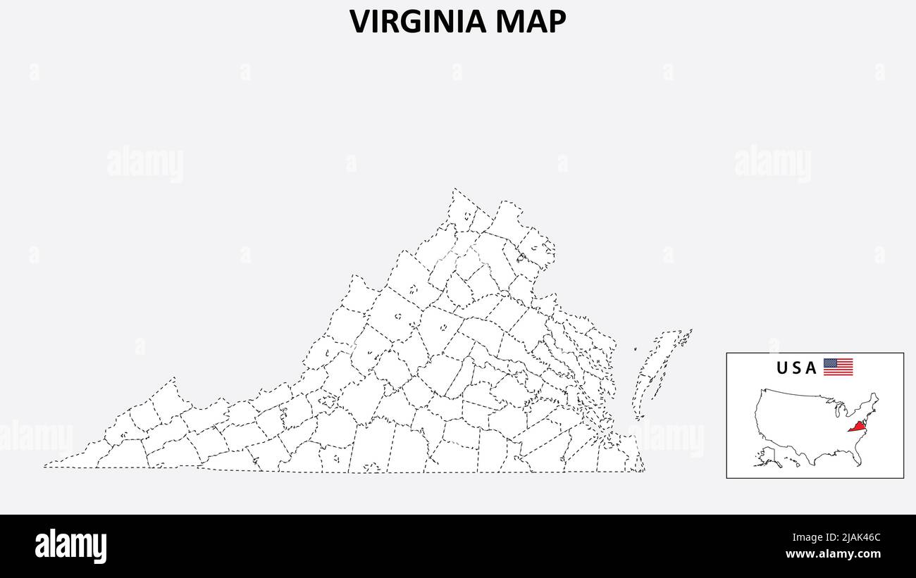 Virginia Map. State and district map of Virginia. Political map of
