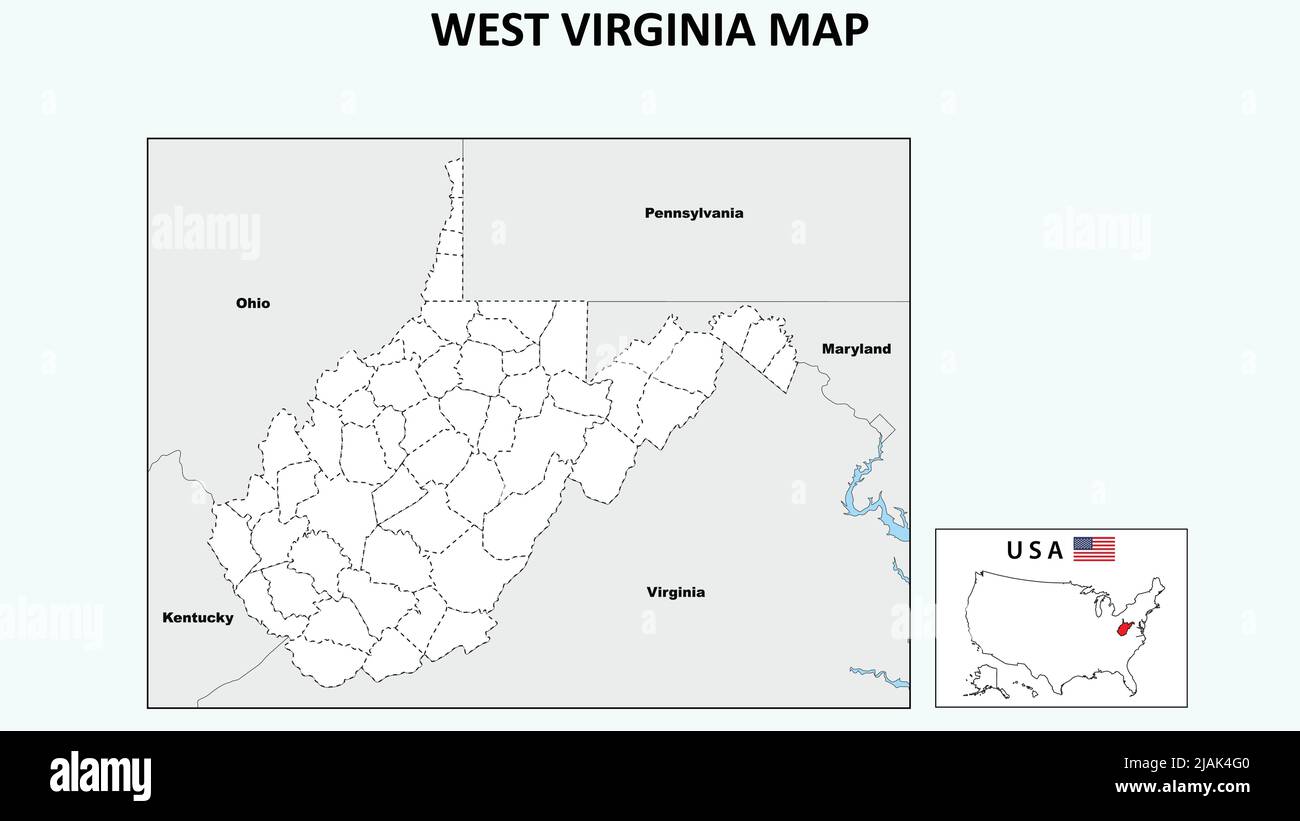 West Virginia Map. Political map of West Virginia with boundaries in