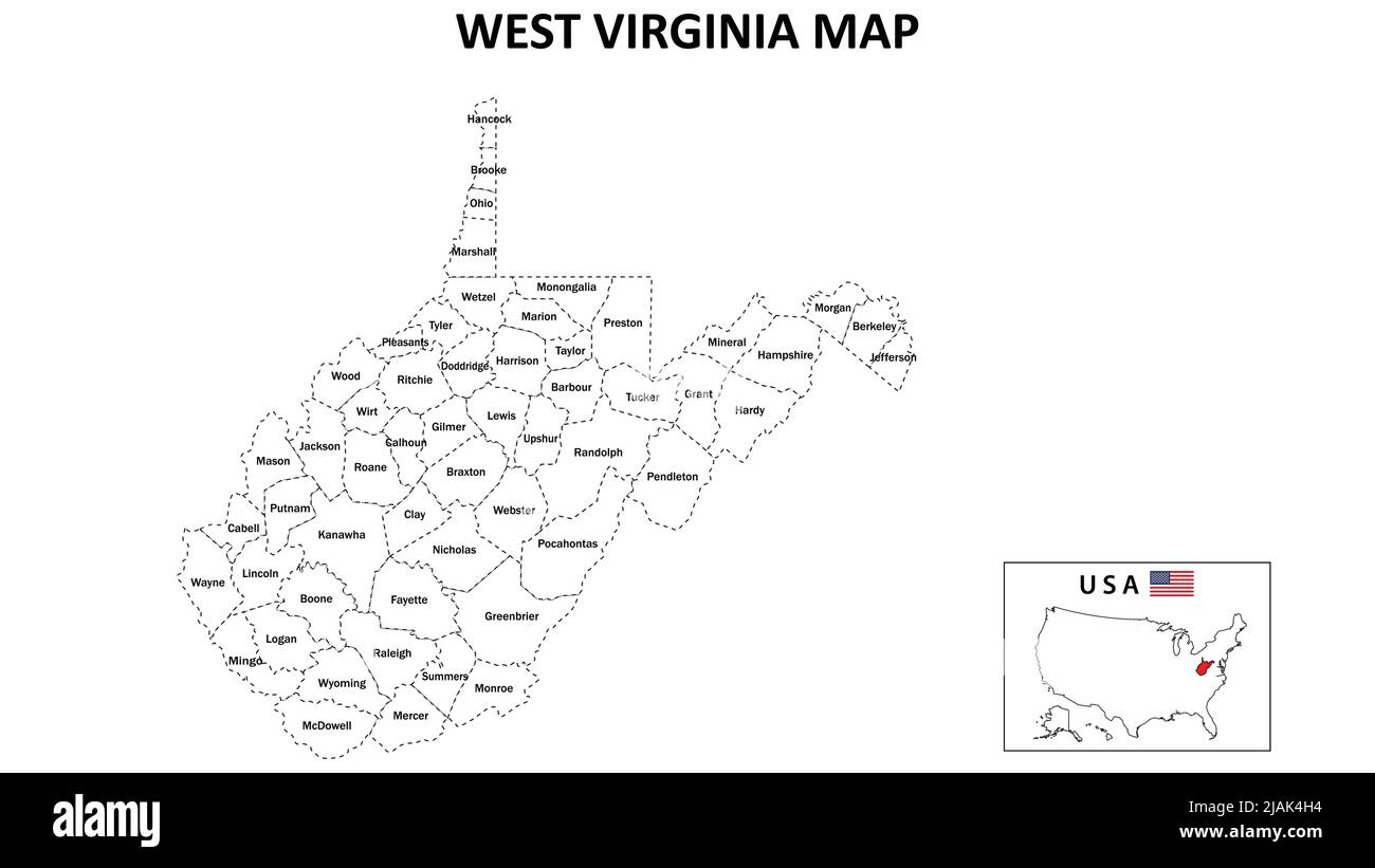 West Virginia Map. State and district map of West Virginia. Political