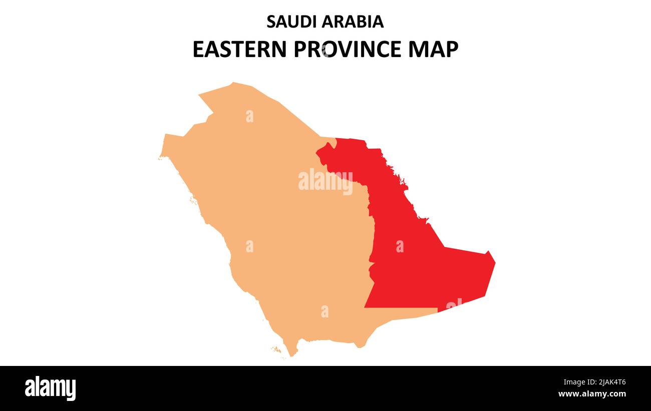 Eastern Province map highlighted on Saudi Arabia map. Eastern Province map on Saudi Arabia. Stock Vector
