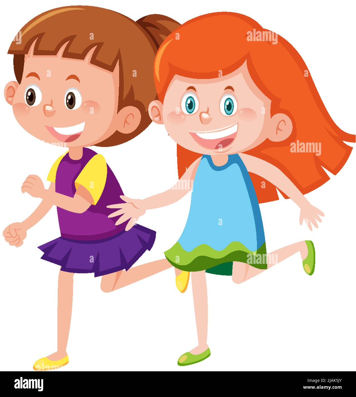 Two happy girls cartoon character illustration Stock Vector Image & Art ...