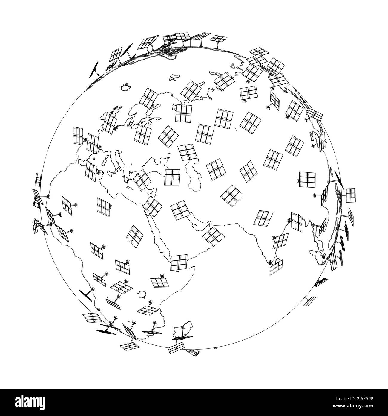 Solar Panels on Earth Concept. Vector Stock Vector