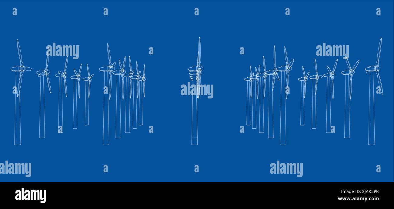 Wind turbines. Vector rendering of 3d Stock Vector Image & Art - Alamy