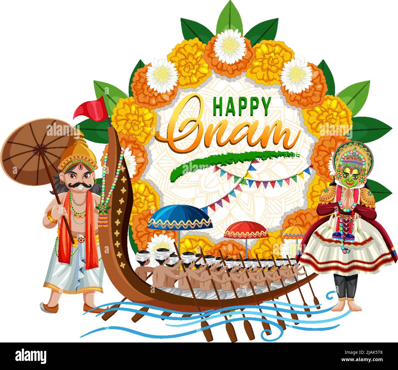 Onam Hindu harvest festival poster illustration Stock Vector Image