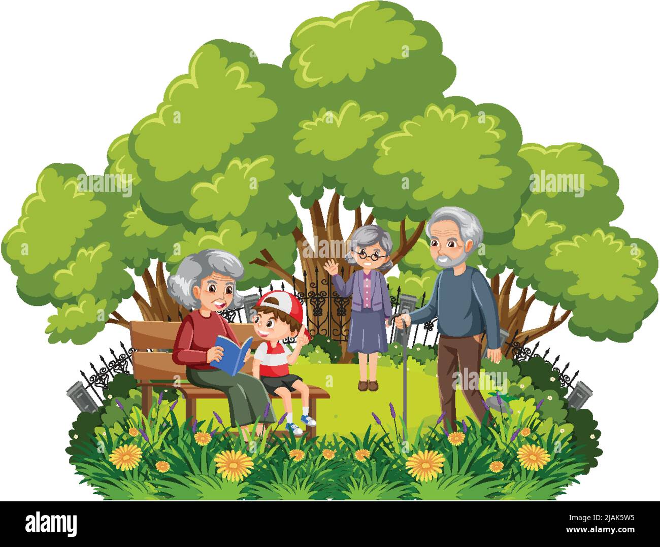 Elderly people at park illustration Stock Vector Image & Art - Alamy