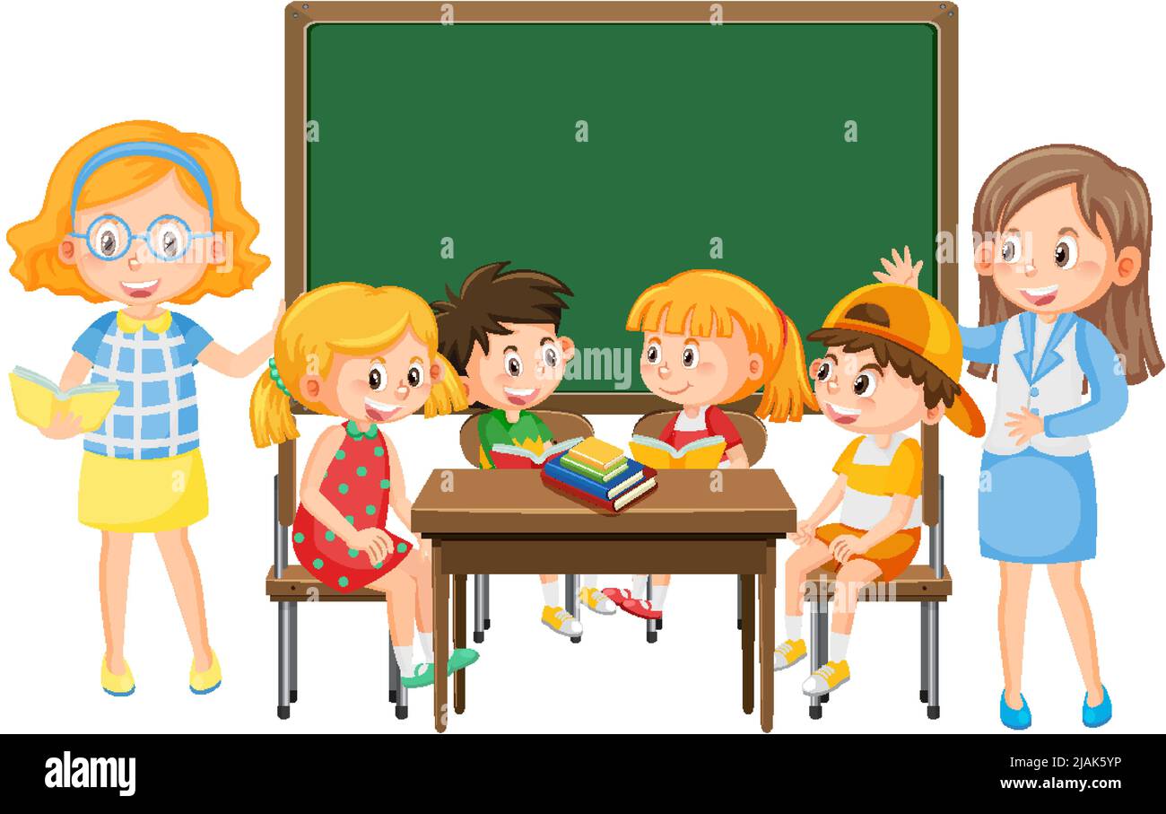 A blank board with children cartoon character illustration Stock Vector ...