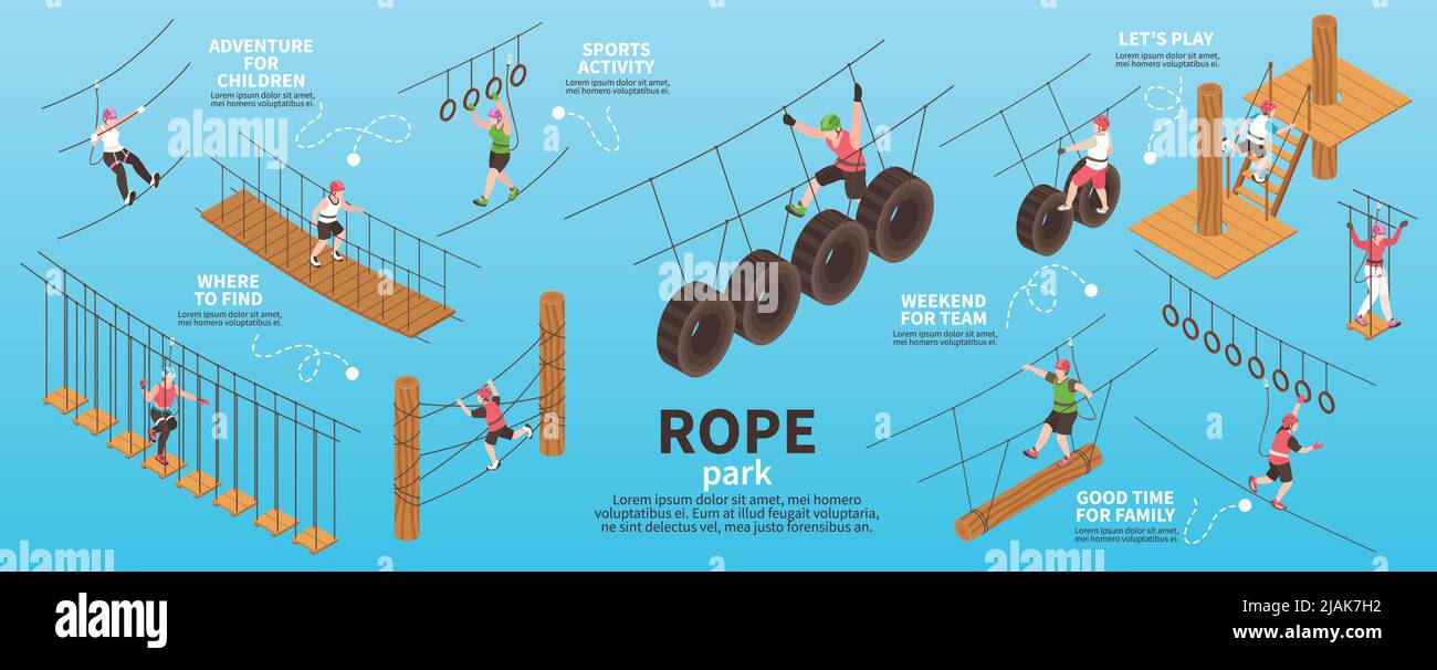 Jump Rope Form Infographic Rope park isometric infographics demonstrated weekend for team good ...