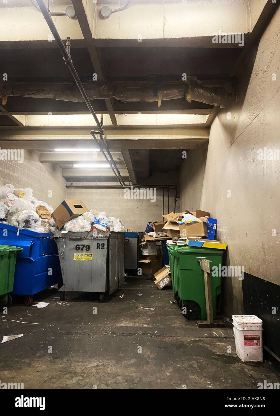 Trash bins in a dumpster area Stock Photo Alamy