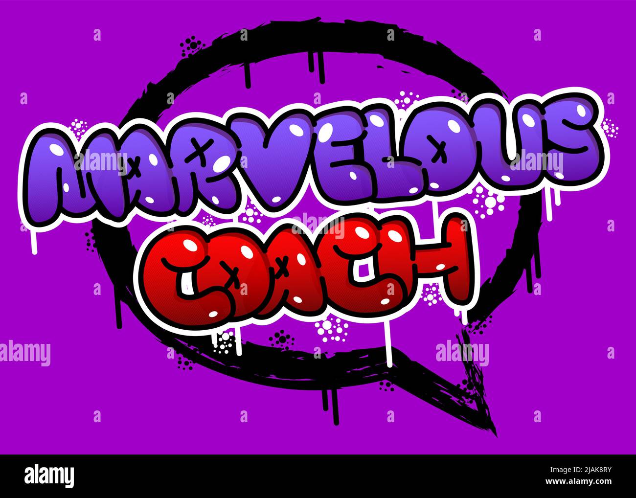 Coach. Graffiti tag. Abstract modern street art decoration performed in urban painting style. Stock Vector