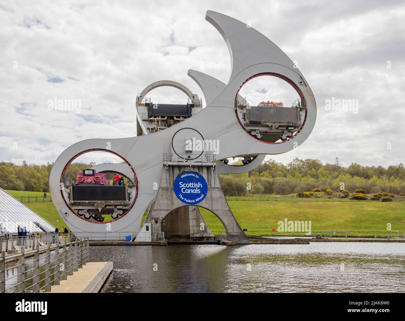 the falkirk wheel rotating boat lift connects the forth and clyde canal