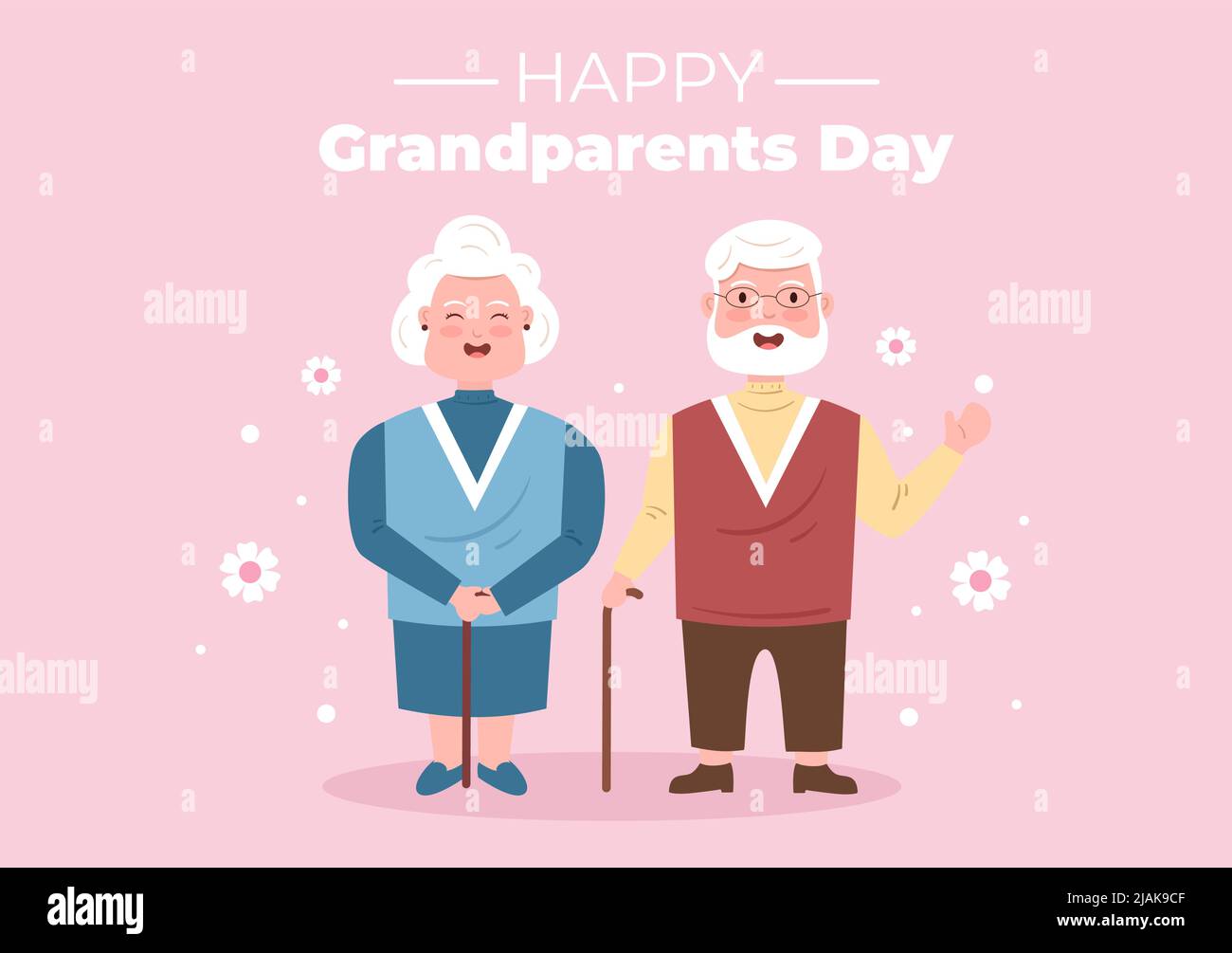 Happy Grandparents Day Cute Cartoon Illustration with Older Couple ...