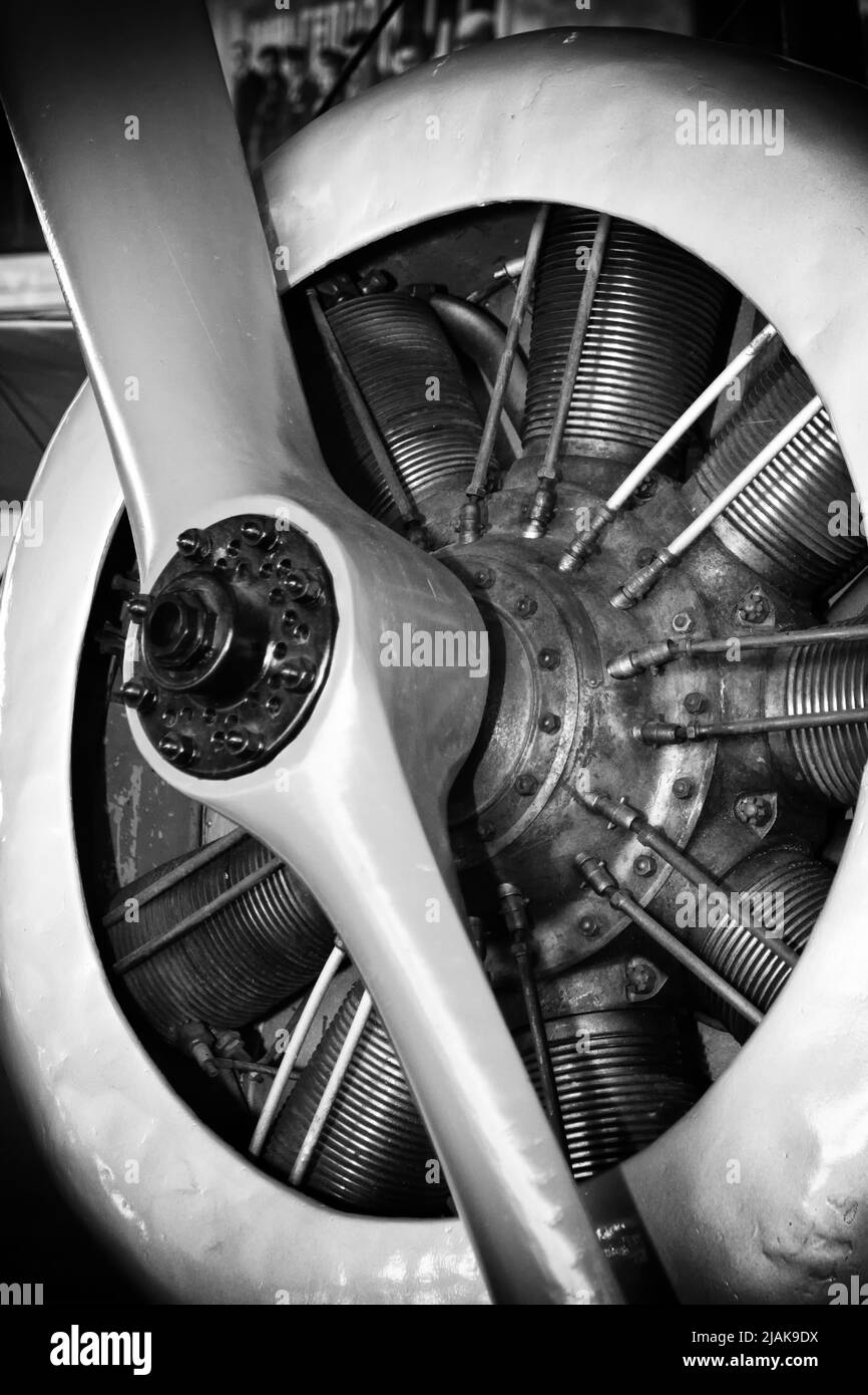 Aircraft radial engine with propeller Stock Photo Alamy
