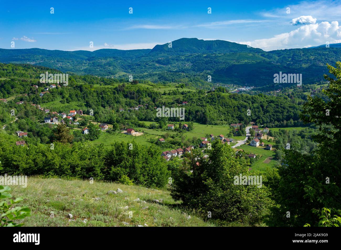 Mountains landscape in Bosnia and Herzegovina near city Jajce. Stock Photo