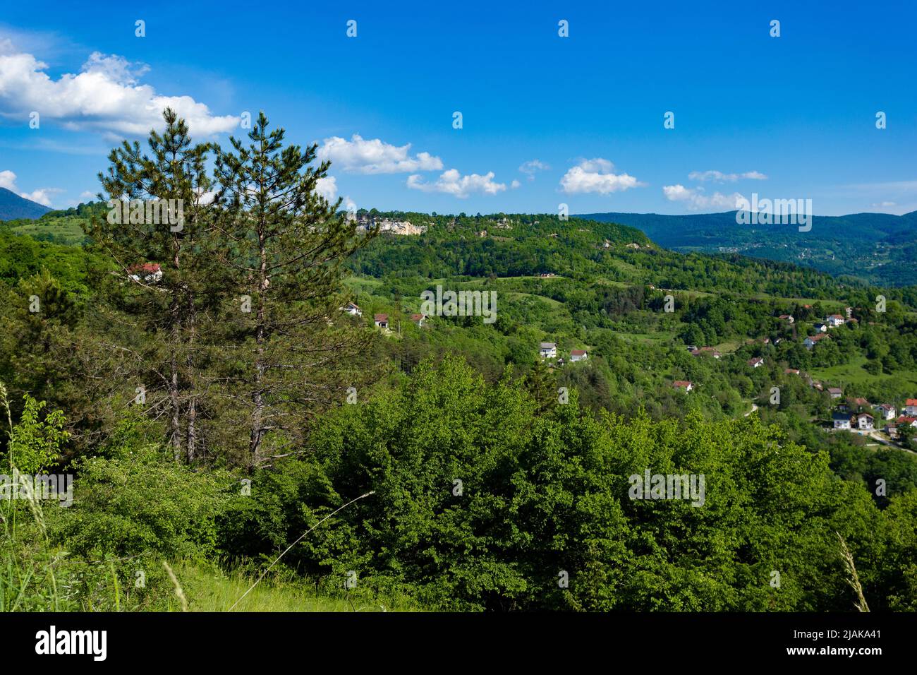 Mountains landscape in Bosnia and Herzegovina near city Jajce. Stock Photo