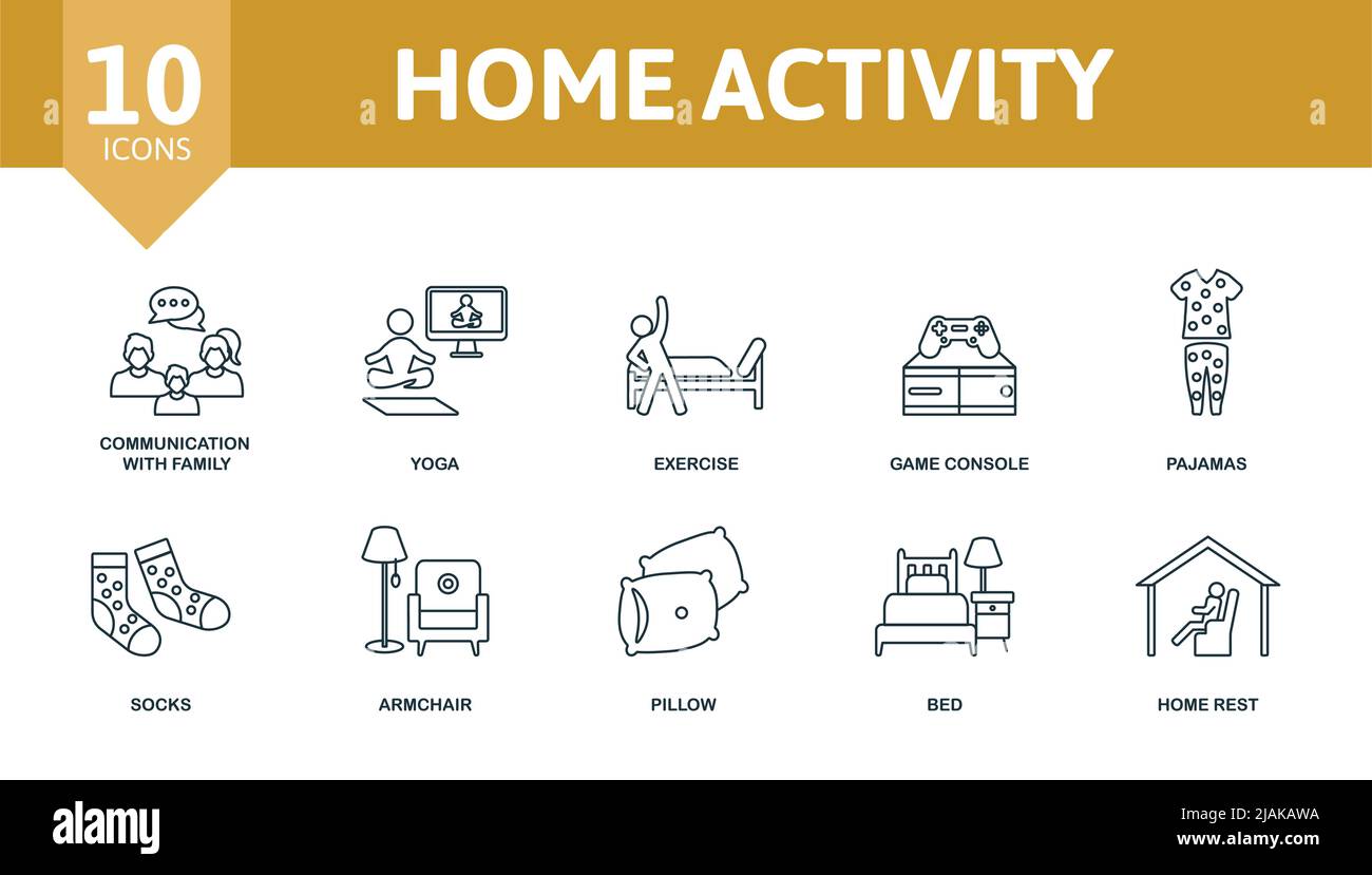 Home Activity set icon. Editable icons home activity theme such as ...