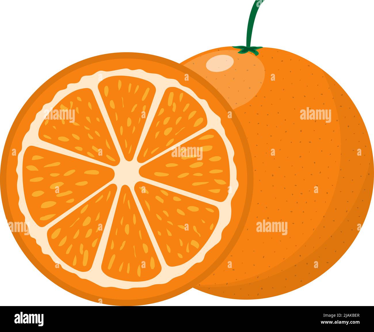slice of ripe juicy orange isolated on white background, flat design vector illustration Stock Vector
