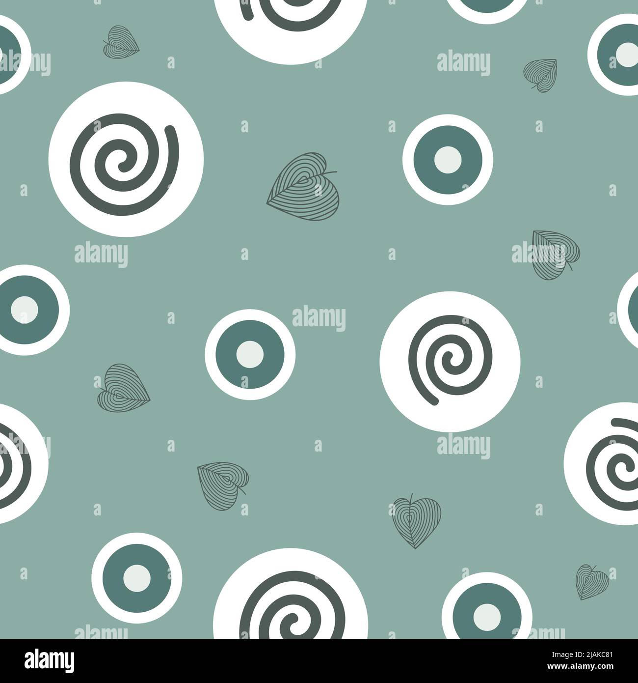 Monochromatic dotted abstract geometric pattern on green background. Stock Vector