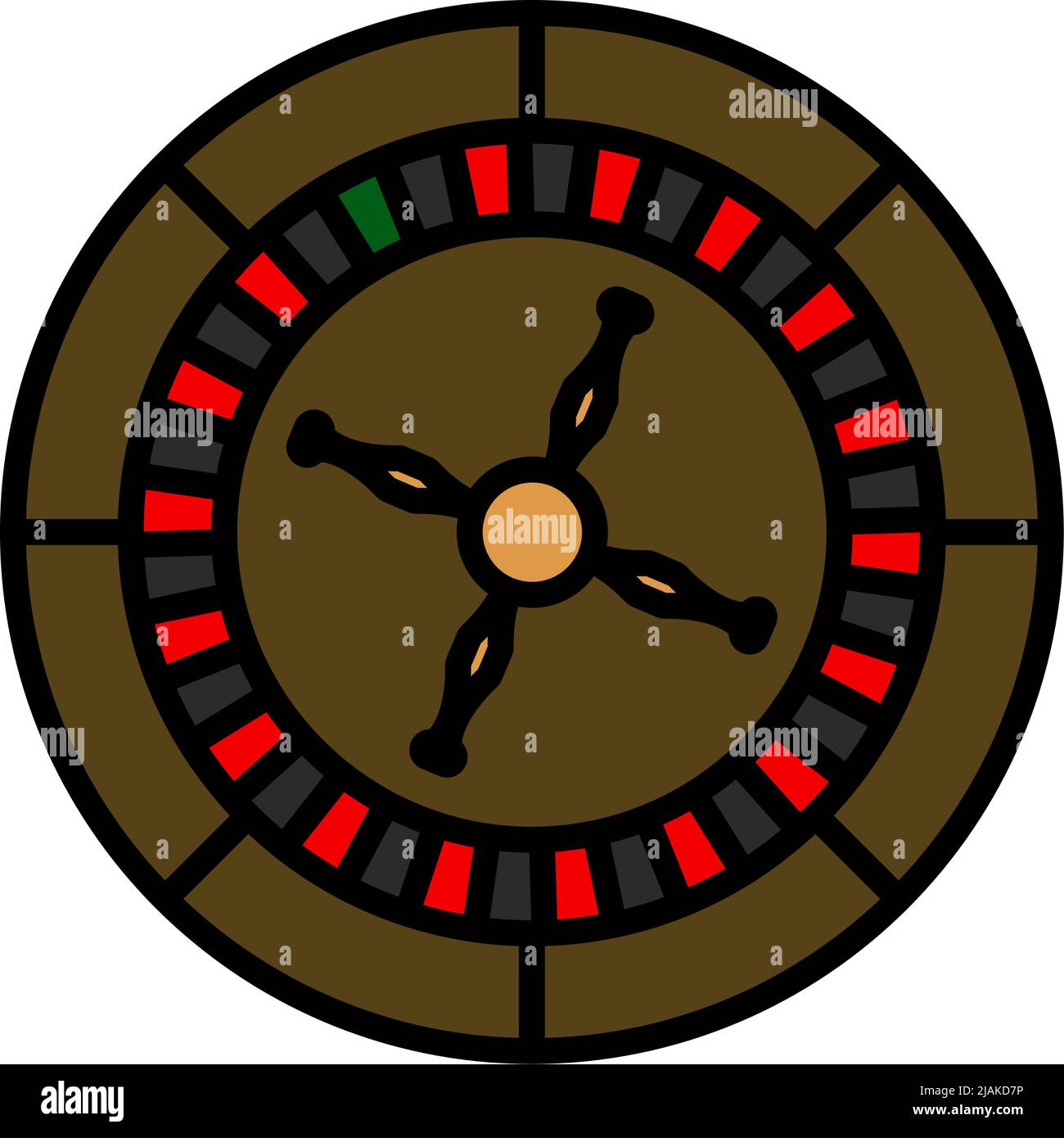 Roulette Wheel Icon. Editable Bold Outline With Color Fill Design