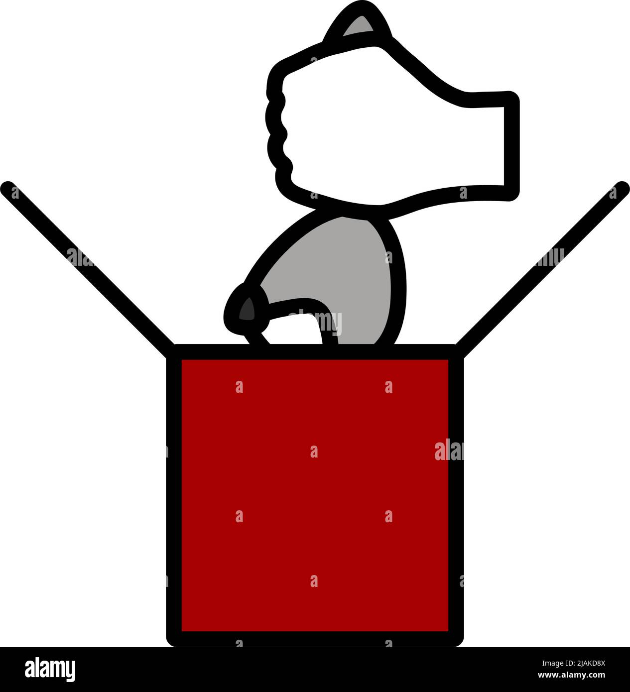 Rabbit In Magic Box Icon. Editable Bold Outline With Color Fill Design ...