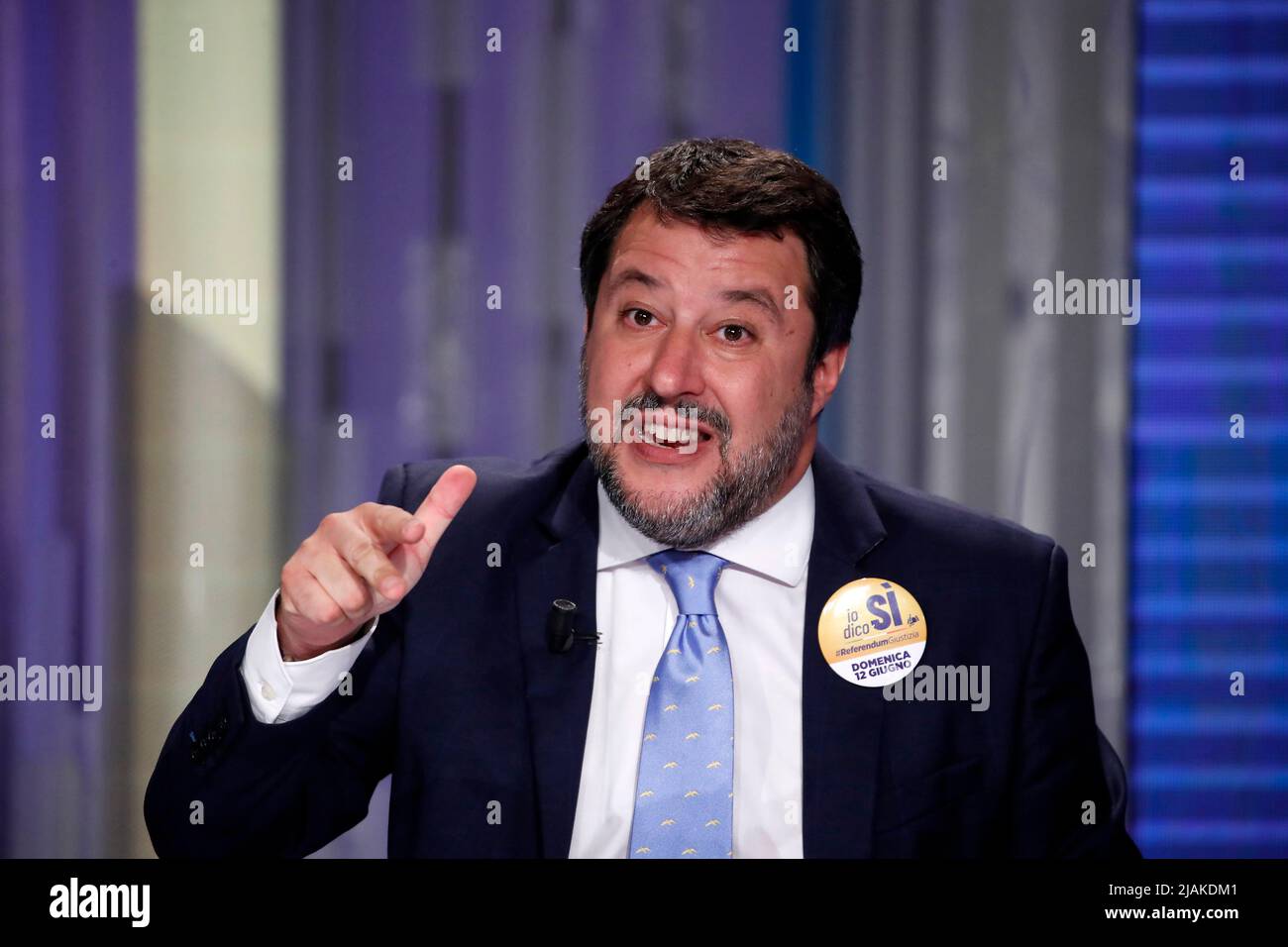 Italian secretary of Lega Nord Matteo Salvini guest at the tv broadcast  Porta a Porta. Rome (Italy), May 24th, 2022 (Photo by Massimo Di  Vita/Mondadori Portfolio/Sipa USA Stock Photo - Alamy