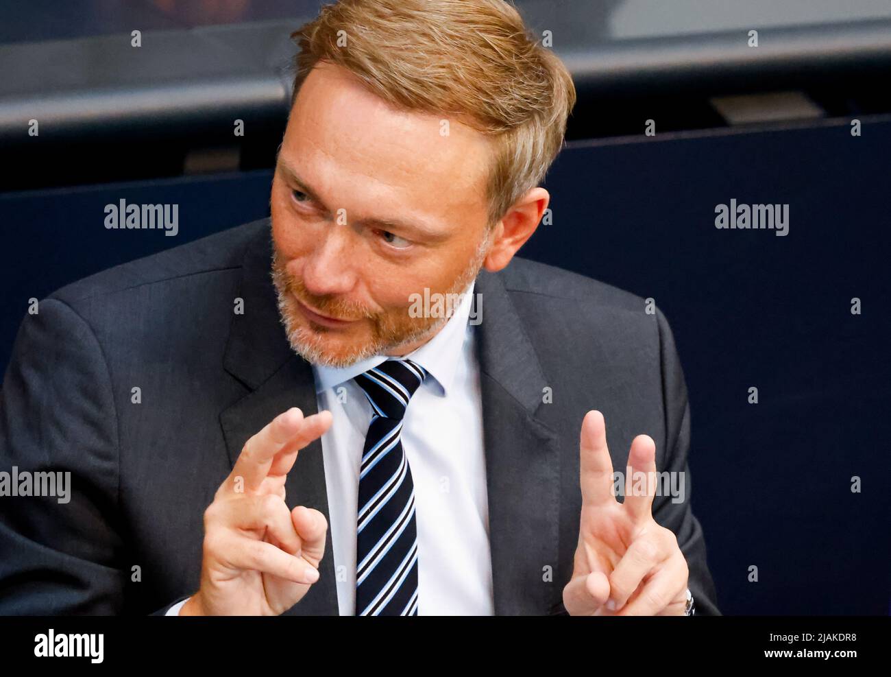German Finance Minister Christian Lindner attends a session of German lower house of parliament, Bundestag, in Berlin, Germany May 31, 2022. REUTERS/Hannibal Hanschke Stock Photo