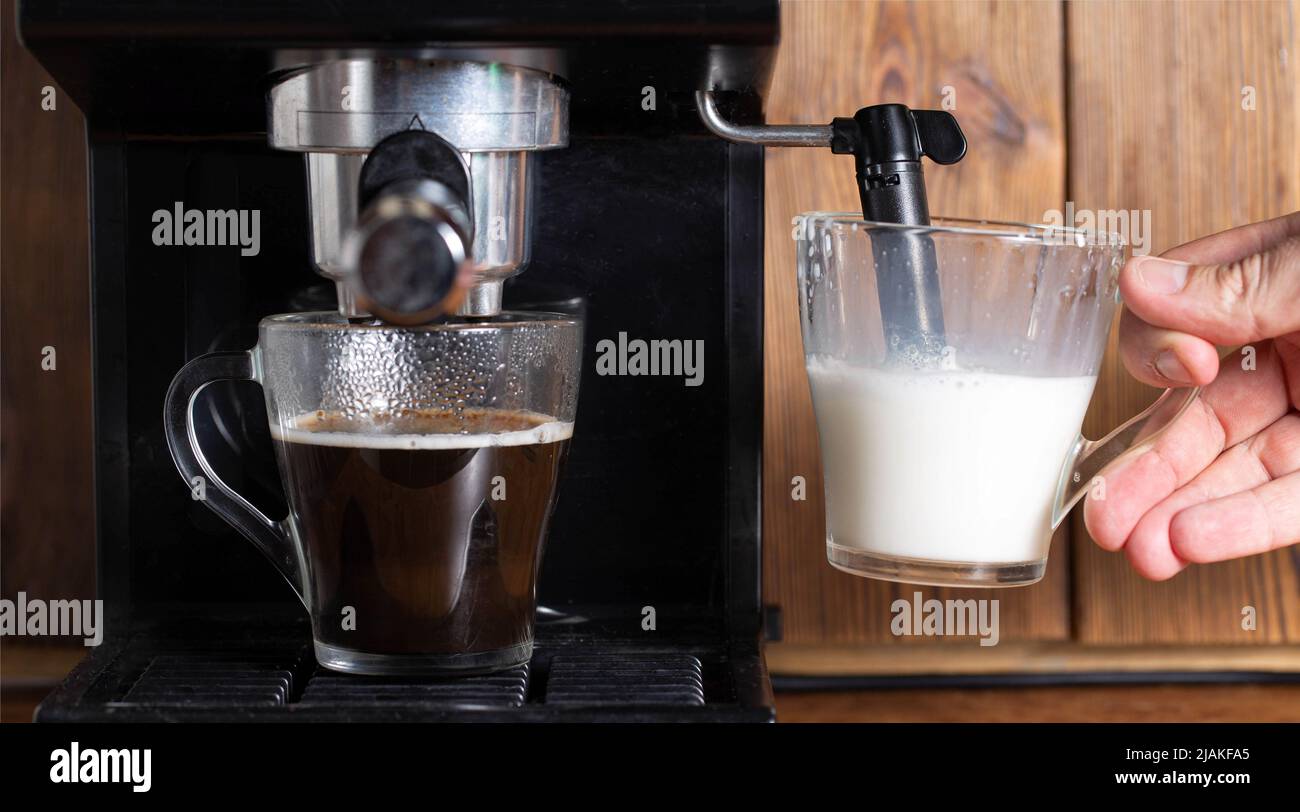 Heating up espresso coffee in a Cuban coffee maker using a mini gas stove  with a Coleman propane tank on a single burner. A thunderstorm is  approaching Stock Photo - Alamy