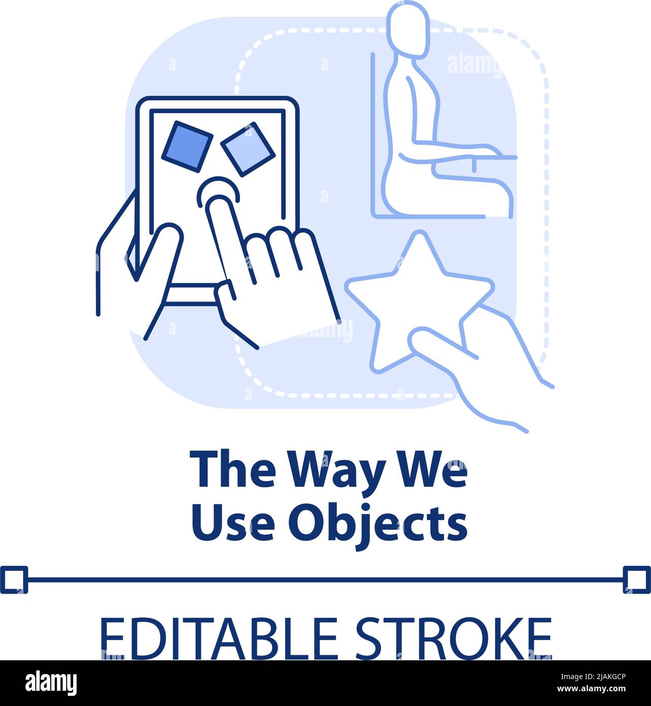 The way we use objects light blue concept icon Stock Vector