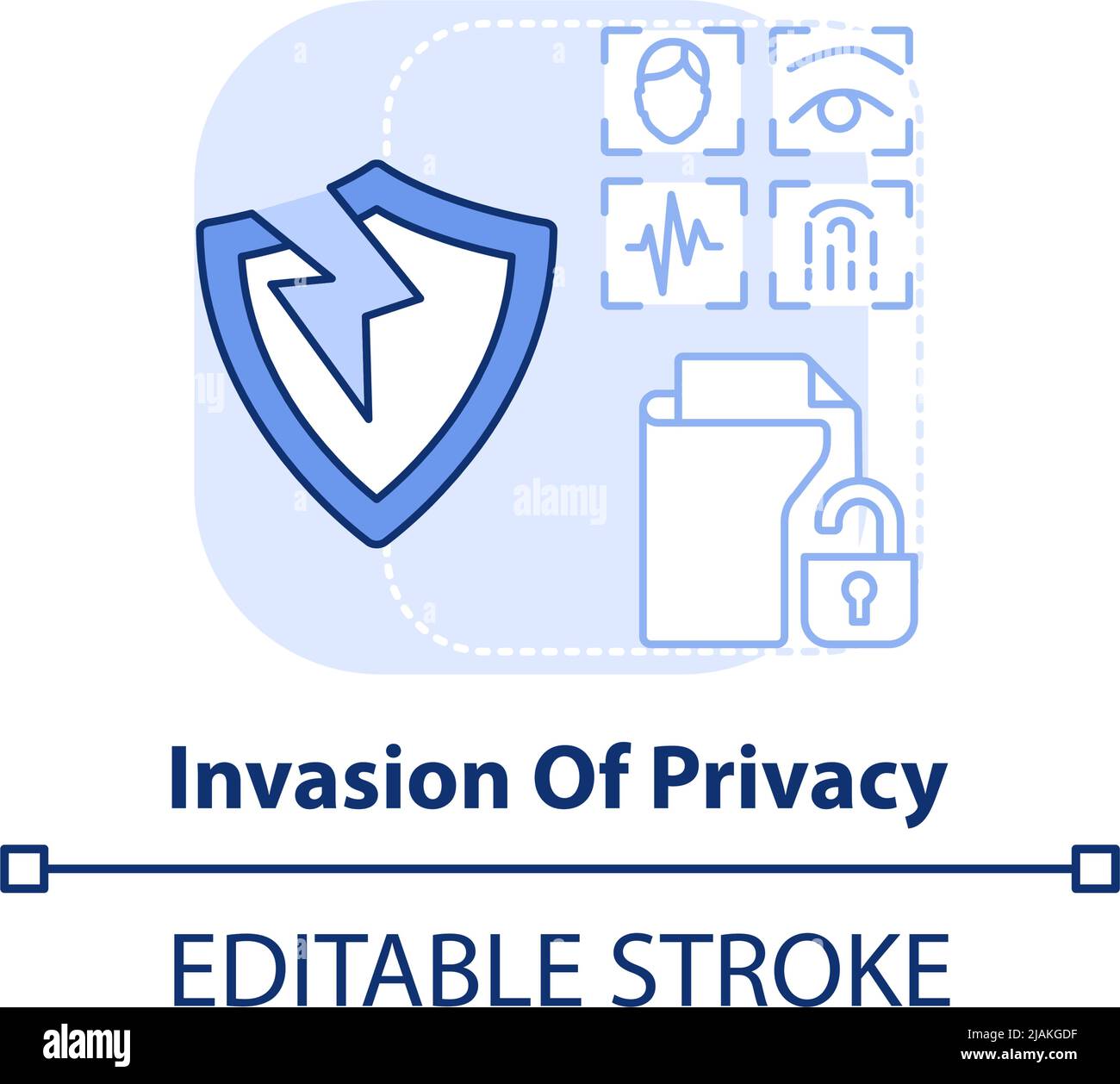 Invasion of privacy light blue concept icon Stock Vector