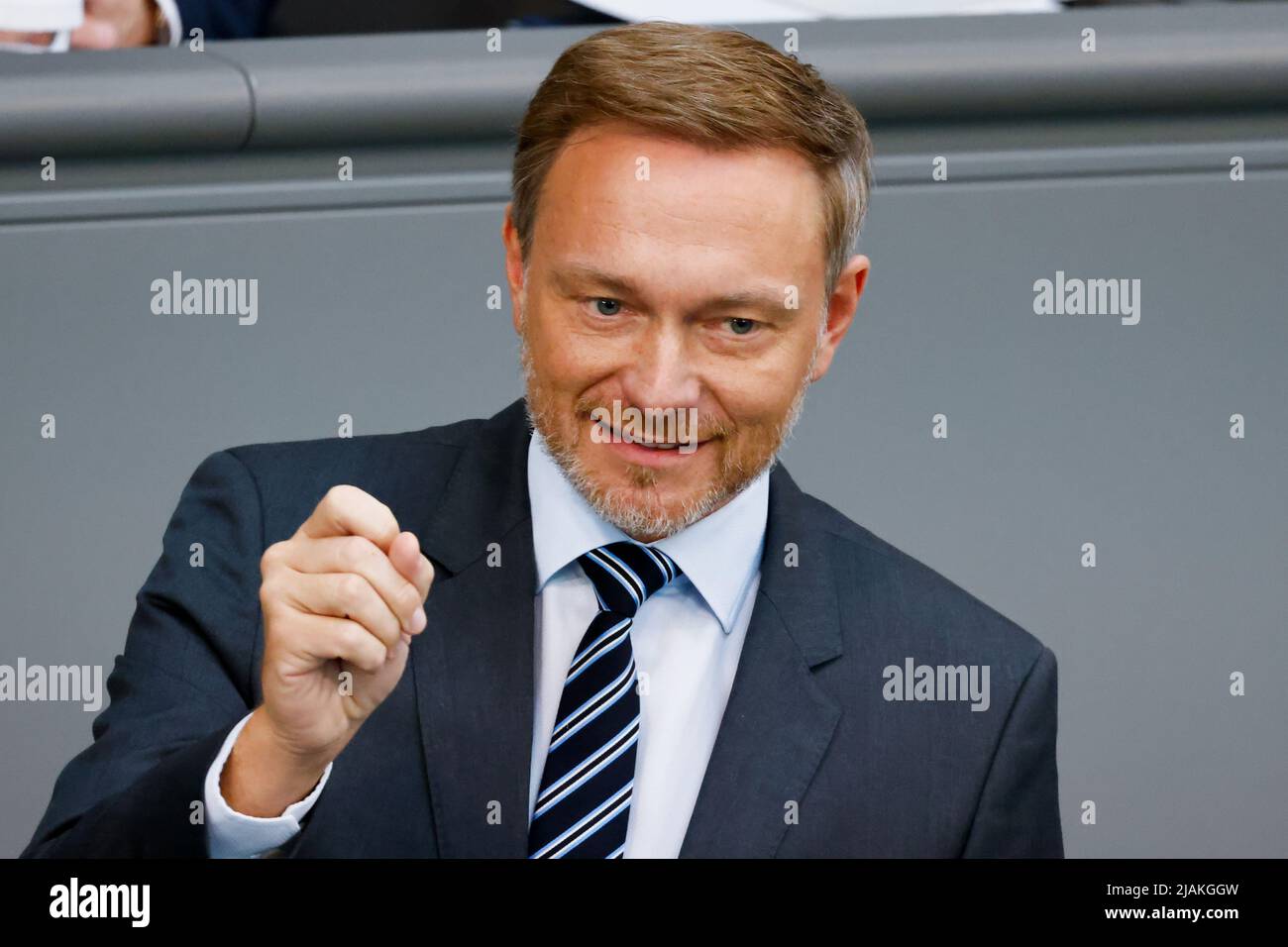 German Finance Minister Christian Lindner speaks during a session of German lower house of parliament, Bundestag, in Berlin, Germany May 31, 2022. REUTERS/Hannibal Hanschke Stock Photo