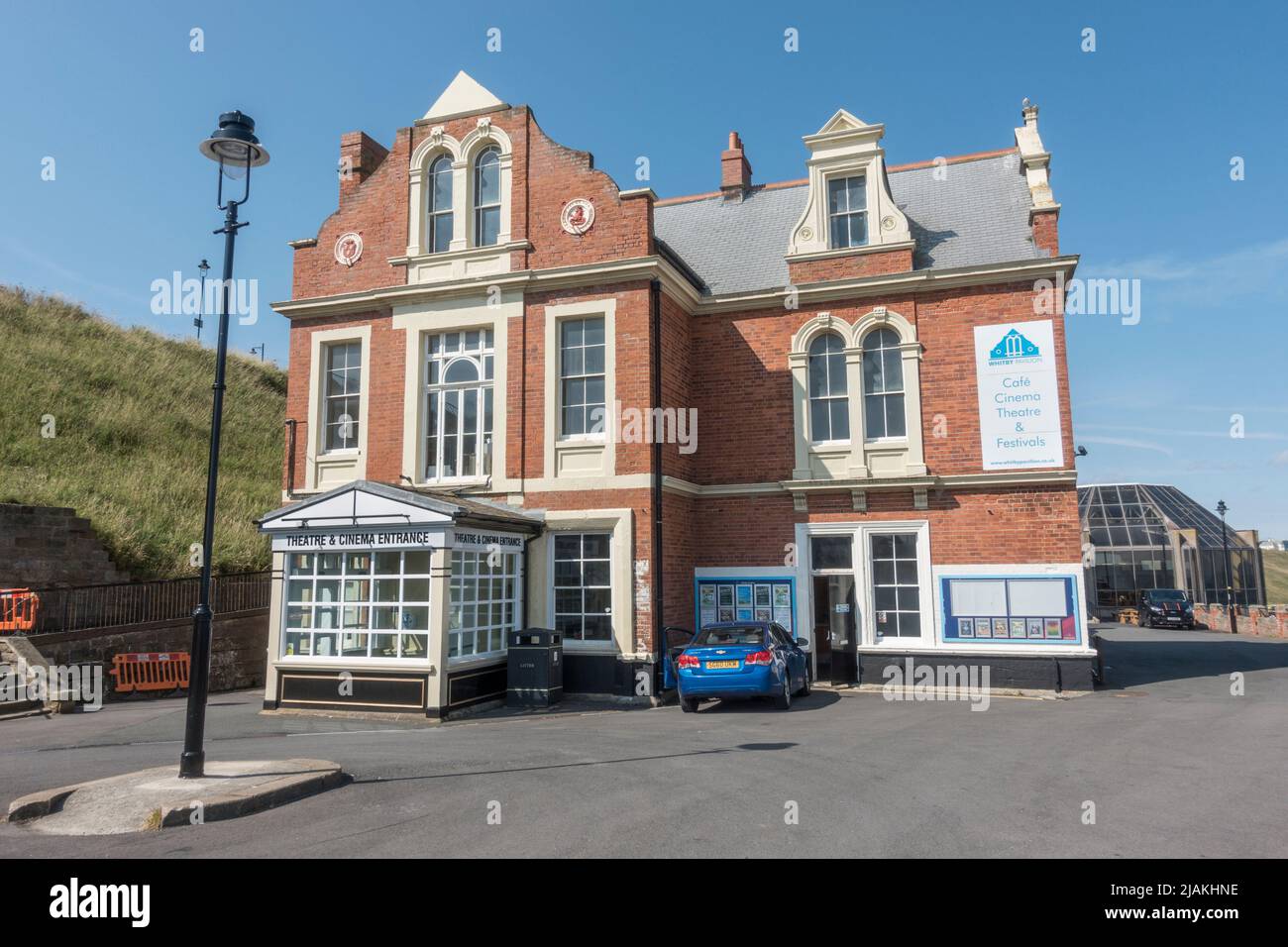 Whitby Pavilion (cafe, cinema and theatre) in Whitby, North Yorkshire, England. Stock Photo