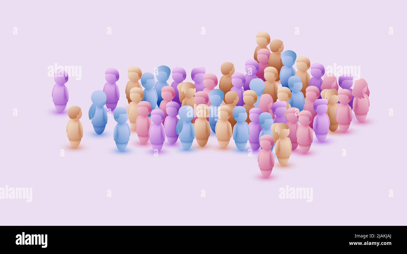 Large group of people in the shape of an arrow, business, and ...