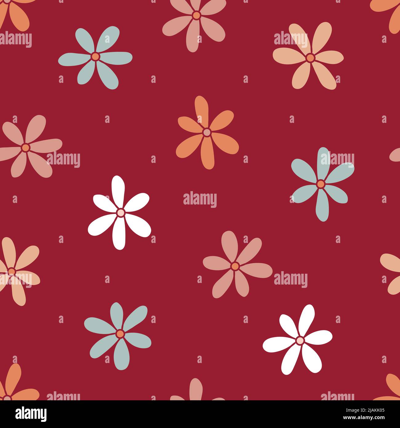 Hippie flowers boho seamless background. floral retro pattern